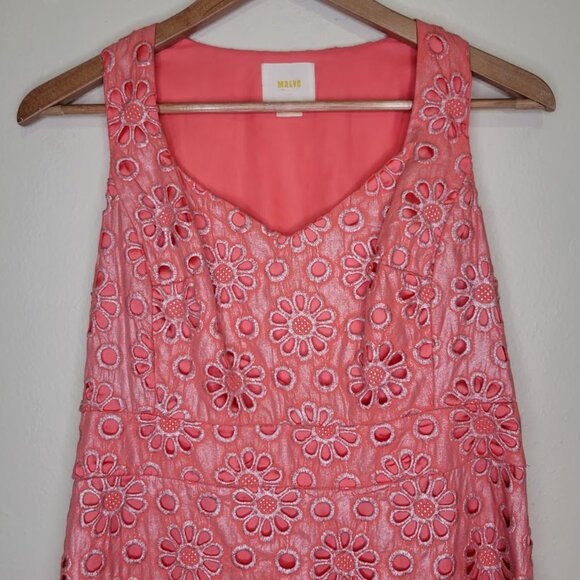 Anthropologie Mauve Coral Shine Floral Eyelet Dress, Size 6P - Picture 4 of 11